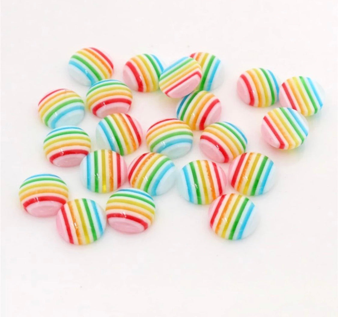 Pastel Rainbow Stripes-12mm Cabochon