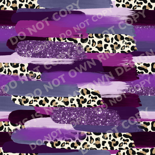 Purple Cheetah Brushstrokes Printed Fabric Ribbed Knit/Bullet/DBP/Scuba/Leather