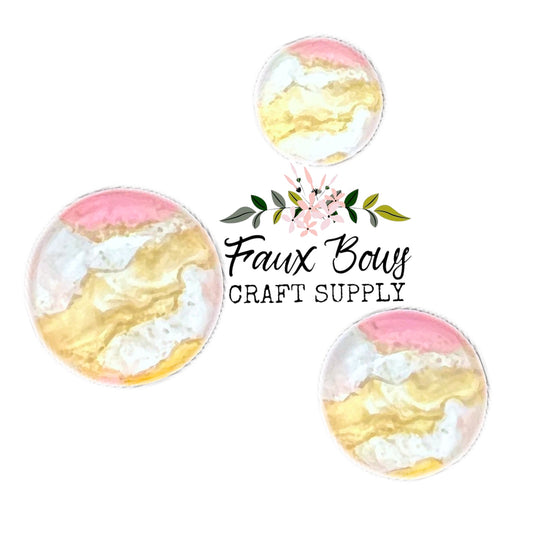 Pink/Gold Geode Agate (Custom)-8/10/12mm Glass Cabochon