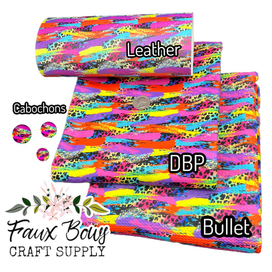 Lisa Vibe Brushstroke Printed Fabric- Ribbed Bullet/DBP/Leather
