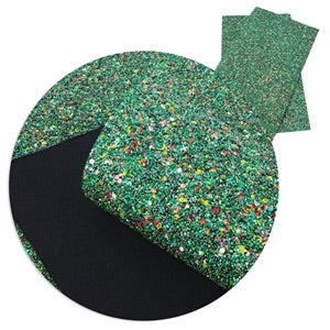 Green Confetti Mix Chunky Glitter Canvas