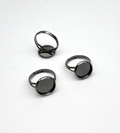 Adjustable Ring with 12mm Cabochon Base
