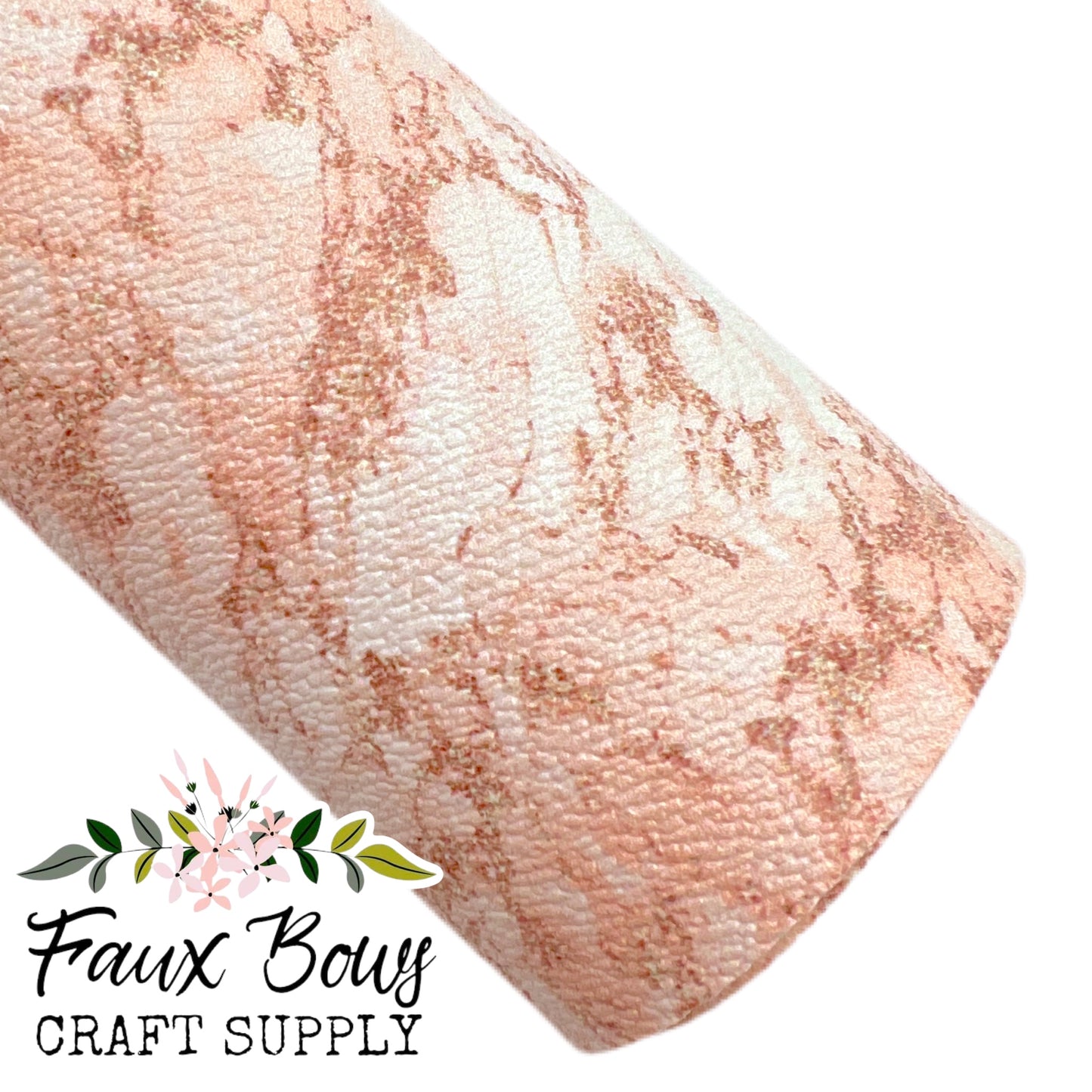 Golden Blush Marble Printed RAISED Pebbled Faux Leather