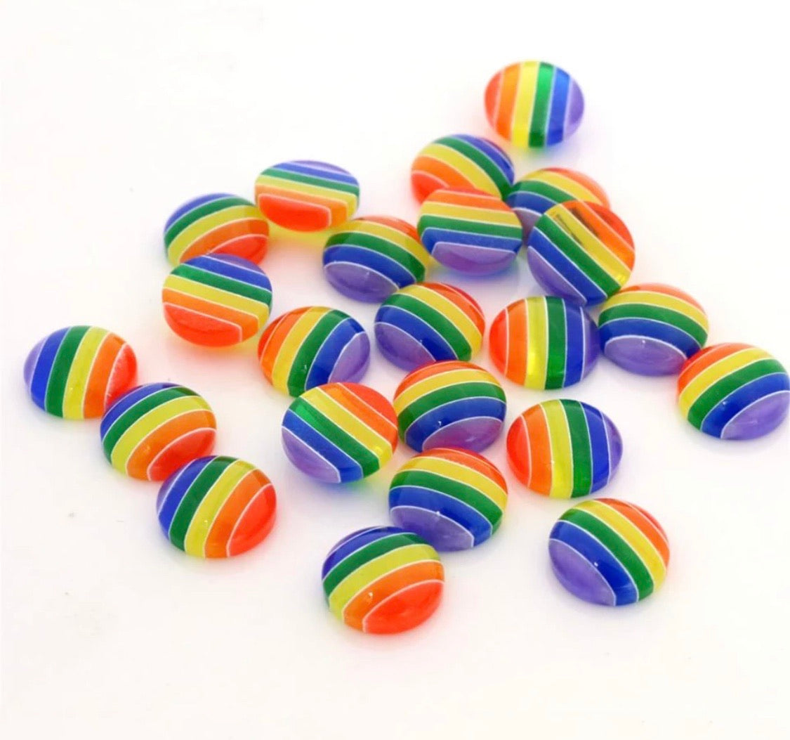 Rainbow Stripes- 12mm Cabochon