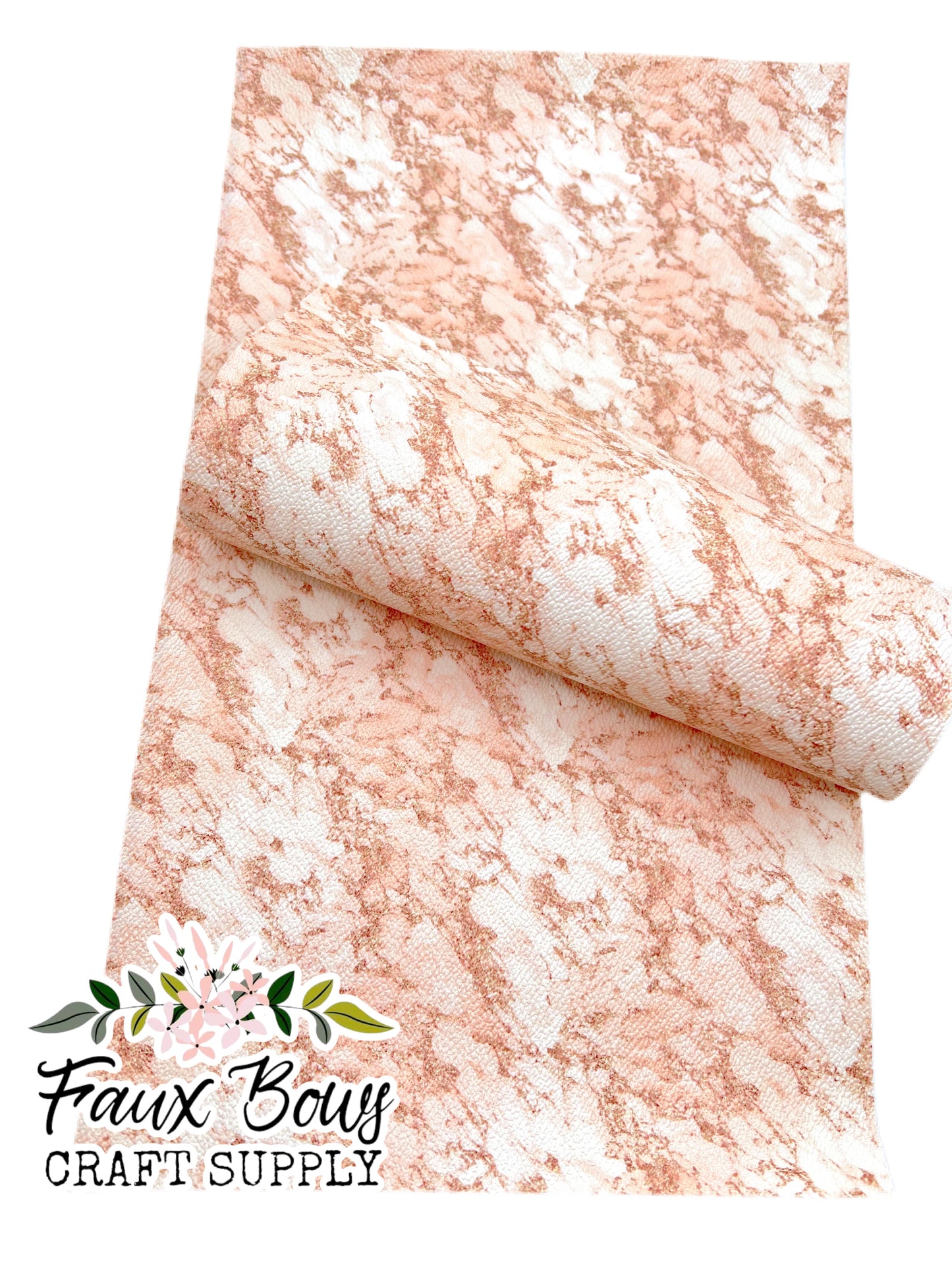 Golden Blush Marble Printed RAISED Pebbled Faux Leather
